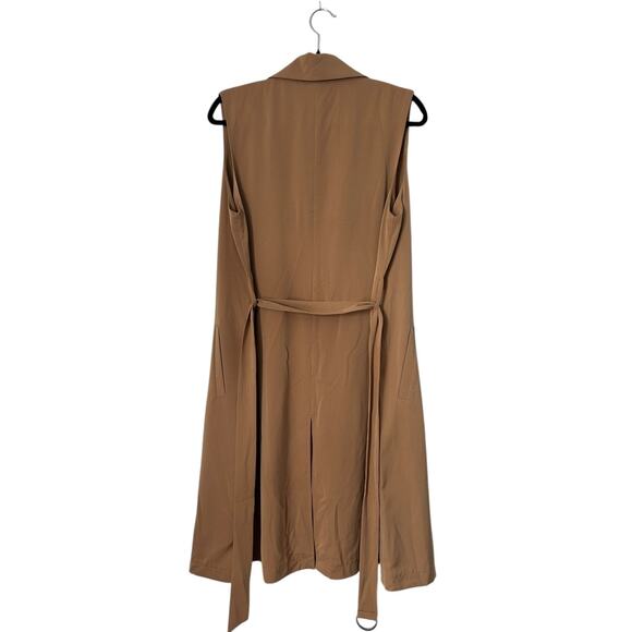 Glamorous Ladies Jacket Sm Camel Sleeveless Open Front Waterfall Draped Kimono - Picture 4 of 12